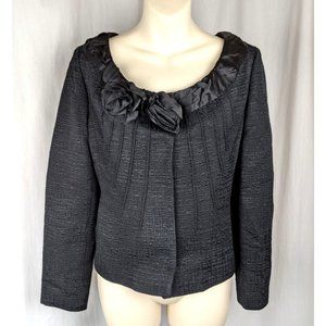 ELIE TAHARI Black Rose Blazer Jacket Collarless